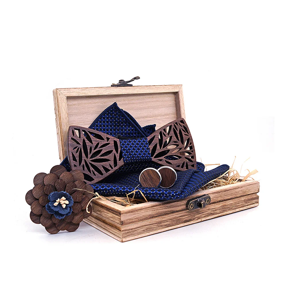 

Деревянный галстук-бабочка, носовой платок, мужской стиль, деревянный вырезанный вырез, цветочный дизайн, модные новые Галстуки