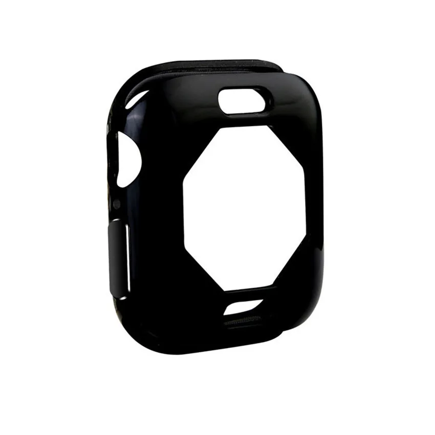 ТПУ тонкий мягкий чехол для Apple Watch серии 4 Защитный чехол силиконовый бампер для iwatch 5 40 мм 44 мм Рамка аксессуары для ремешка часов - Цвет: Черный