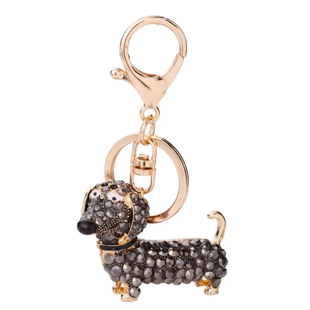

Rhinestone Dachshund Dog Design Keychain Bag Car Key Ring Charm Pendant Best Gifts for Purse Small Lovely Cute
