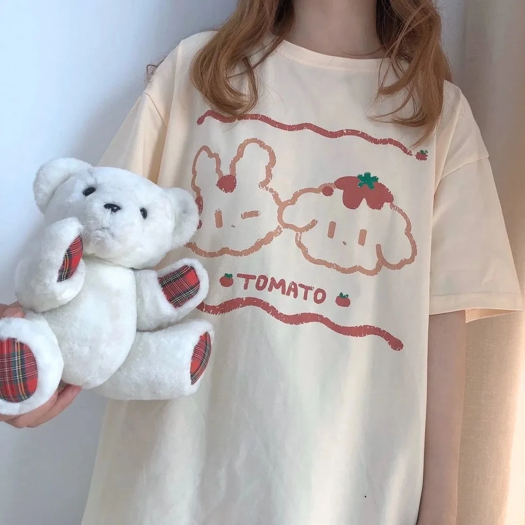 

Модные милые летние Красивые топы с героями мультфильмов для колледжа с коротким рукавом для девочек и женщин, летняя женская футболка для ...