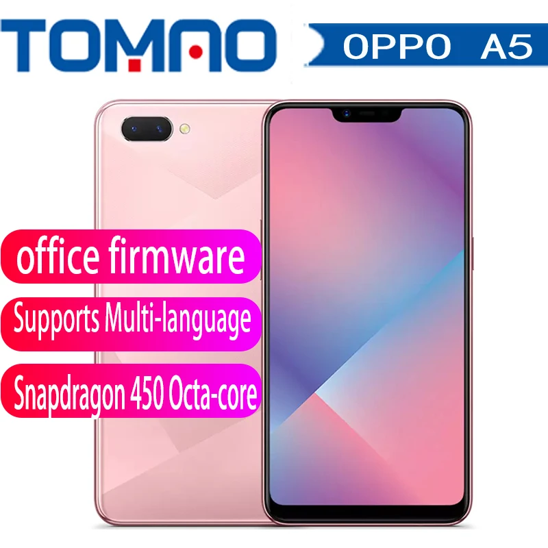 Смартфон OPPO A5, 6,2 дюймов, полноэкранный, с глобальной ПЗУ, Восьмиядерный процессор Snapdragon 450, 4230 мА/ч, 6G/64G, 13 МП, OTG, Android 8,1