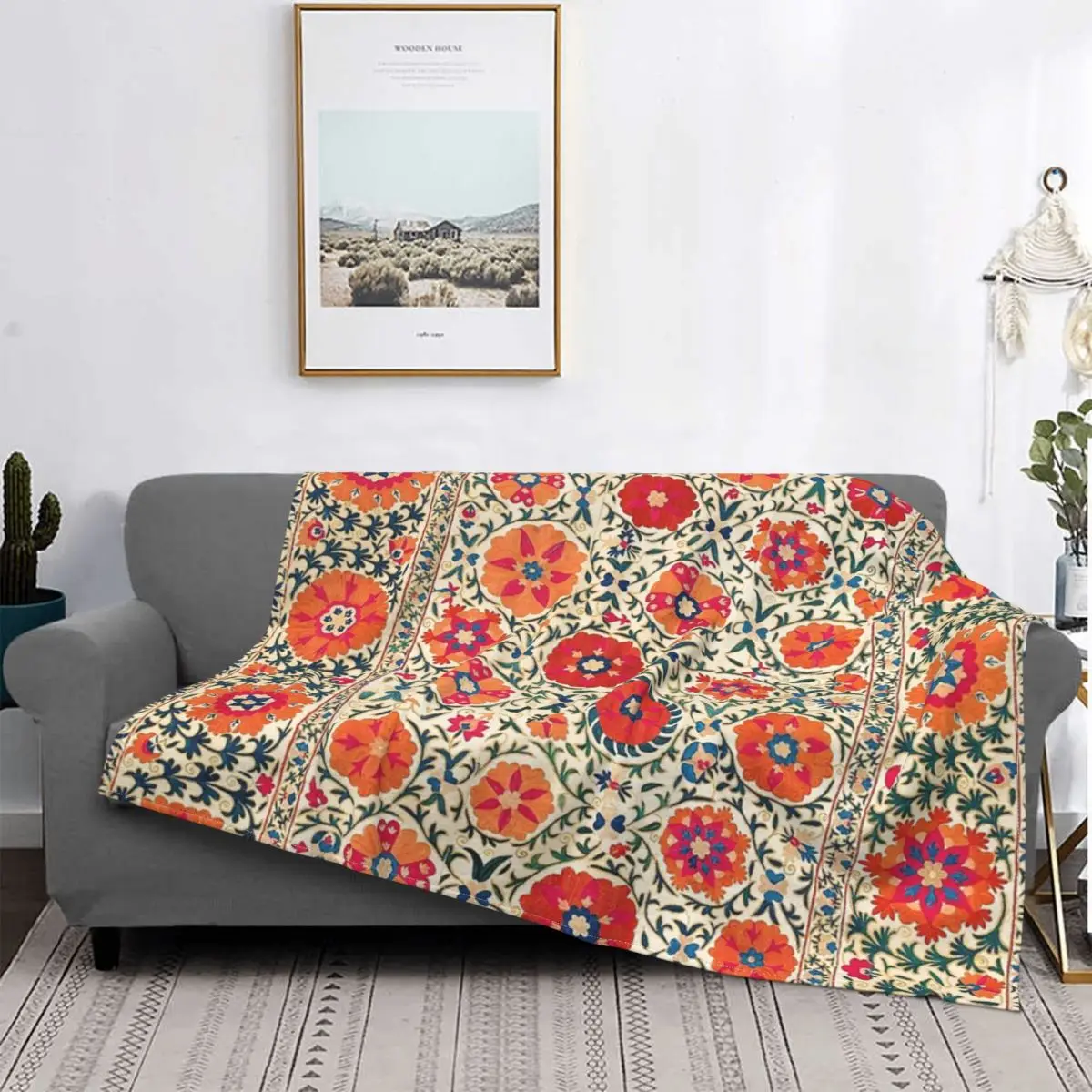 

Kermina Suzani Uzbekistan Embroidery Blanket Bedspread Bed Plaid Comforter Baby Blanket Sofa Blankets Summer Bedspread