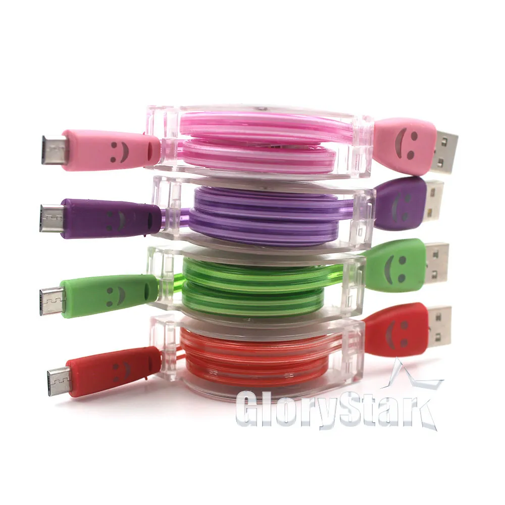 New USB Cable Charger Data Sync Cord For SONY HTC Android phone Line Retractable LED Light Durable Micro | Электроника
