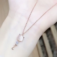 botu 2021 new fashion pendant creative pink crystal rose gold cute animal shape necklace for women