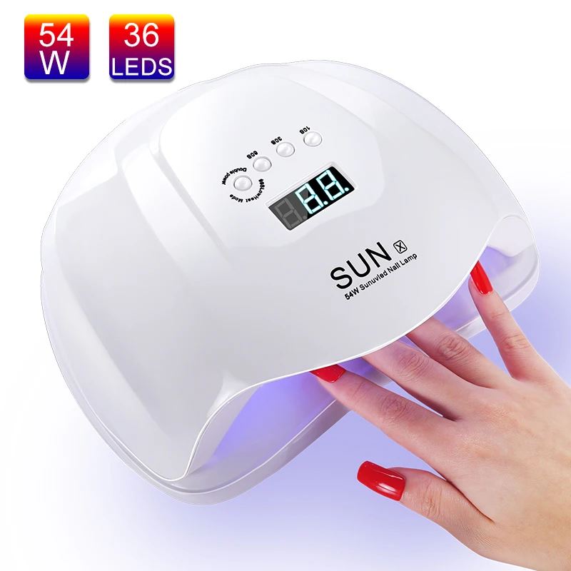 SUNX 54 Вт Сушилка для ногтей Светодиодная УФ-лампа для ногтей Гель-лак отверждаемая лампа с нижней 30 s/60 s таймер лампа для ЖК-дисплея для сушки ногтей