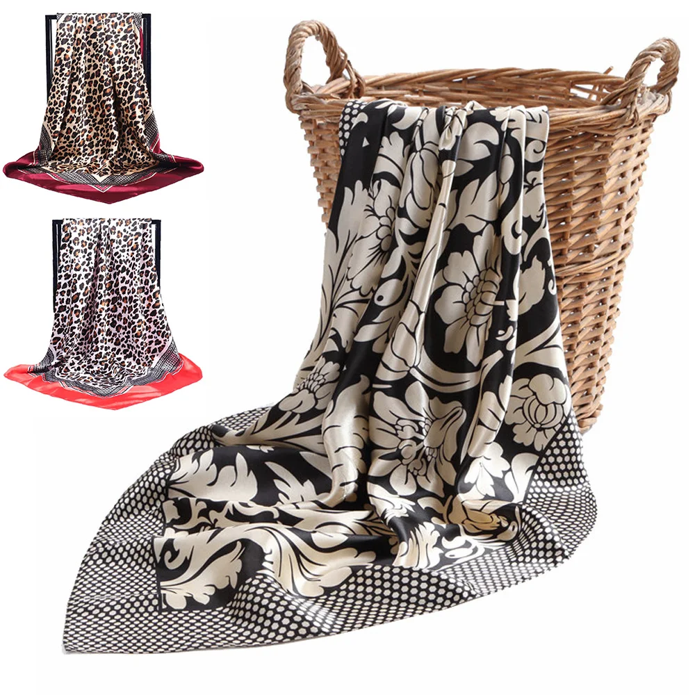 

2019 Fashion winter Women's Scarves Women's Printed Satin Silk Square Scarf Wrap Head Shawl Scarves Fashion Acces