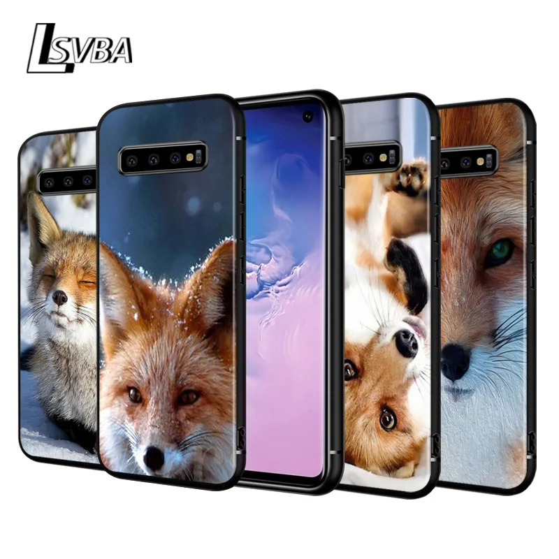 

Cute Snow fox For Samsung Galaxy Note 20 10 9 S10 Ultra S10E S9 S8 Plus A21S A51 A71 5G Black Phone Case