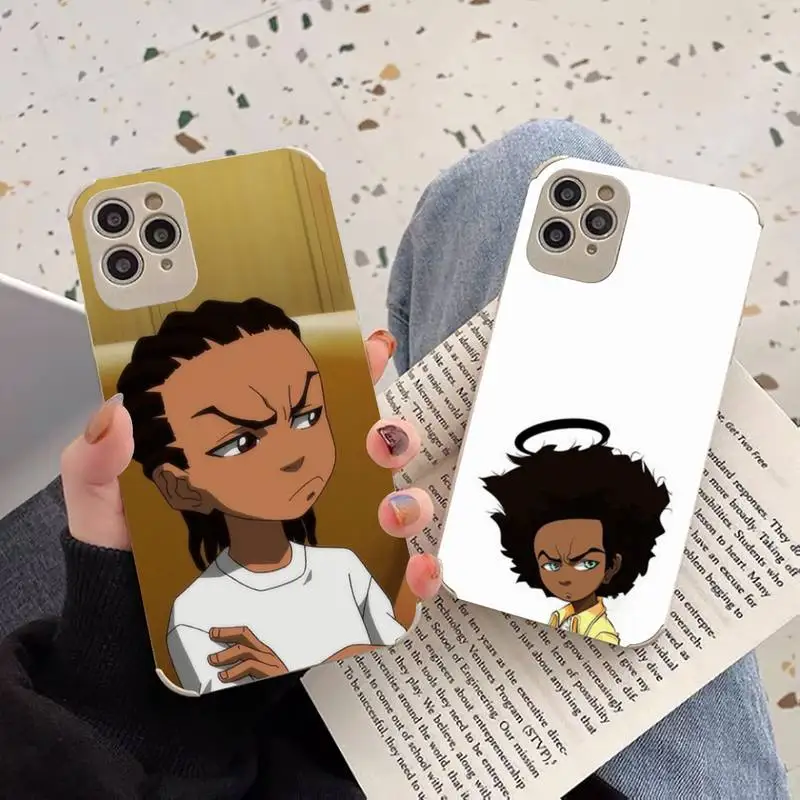 

The Boondocks Comedy anime Phone Case Lambskin Leather For iphone 12 11 8 7 6 XR X XS PLUS MINI PLUS PRO MAX Shockproof