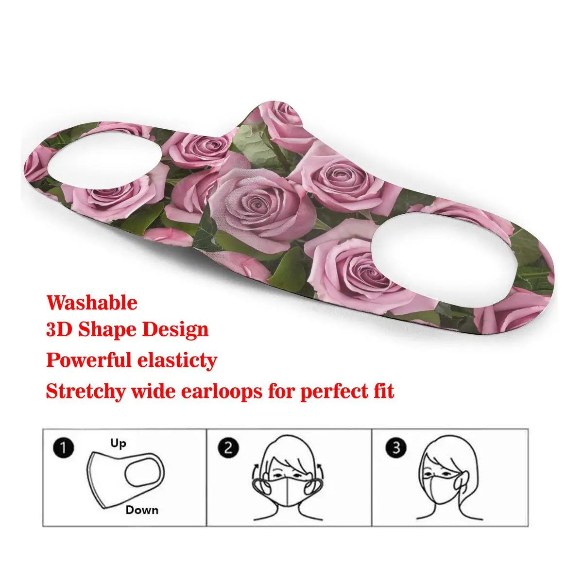 

Dust Mask Pink Rose Mouth Face Cover Respirator for Adult Kid Washable Reusable Anti Pollution