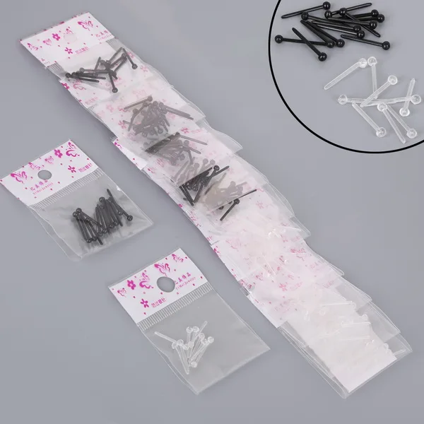 Антиаллергенные пластиковые серьги-гвоздики 100 шт./упак. 10 упаковок прозрачные