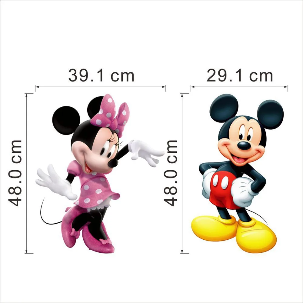 Cartoon Mickey Minnie Mouse Wall Stickers For Kids Girl Room Baby Bedroom Home Decals Wall Art Nursery Amusement Park DIY Poster