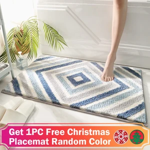 flocking super absorbent bathroom mat soft non slip bath rugs simplicity geometry floor mat home decoration living room carpet free global shipping