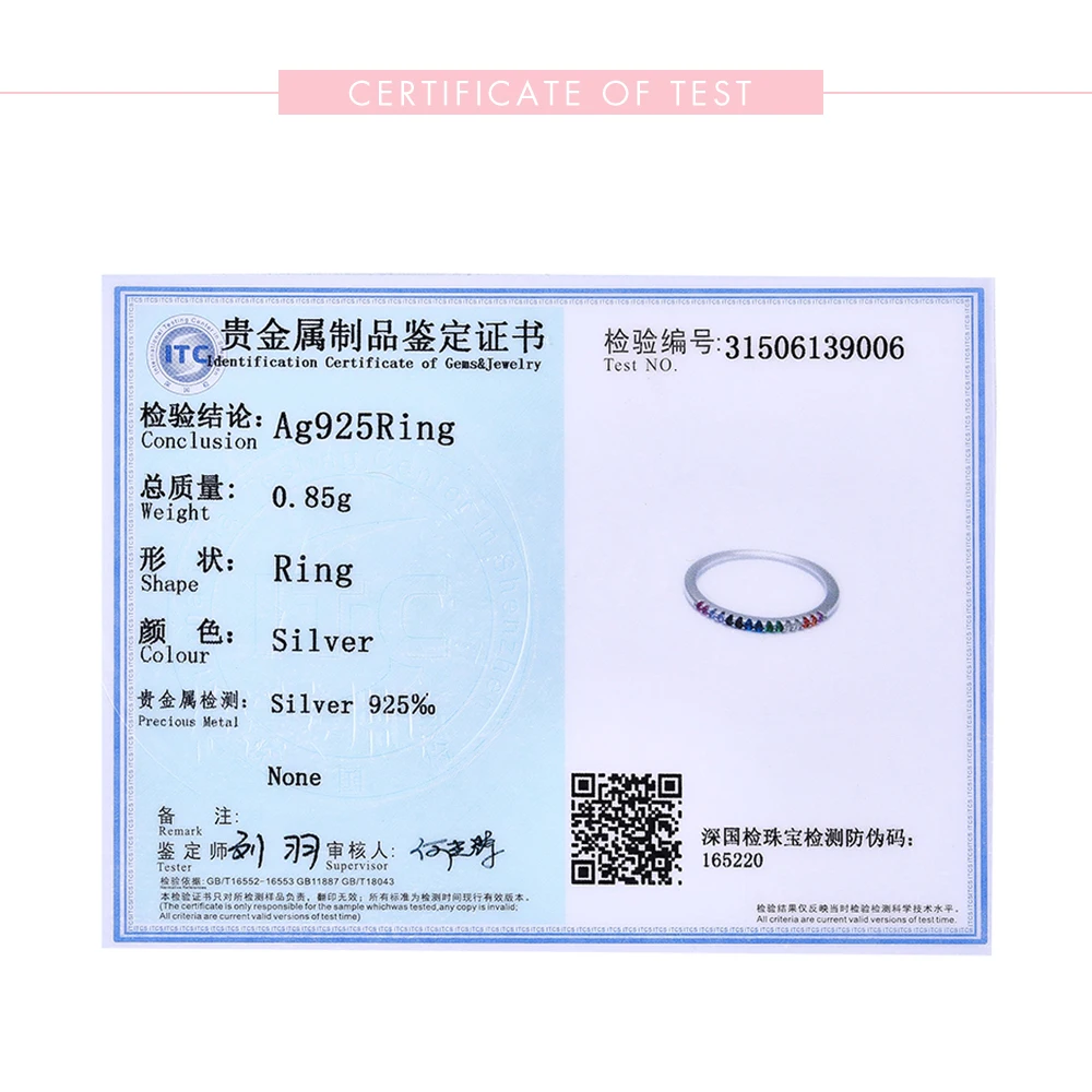 

LEKANI Rainbow Color Finger Silver Rings For Women And Girls Wedding Sterling Silver 925 Ring Fine Jewelry Gifts For Friends