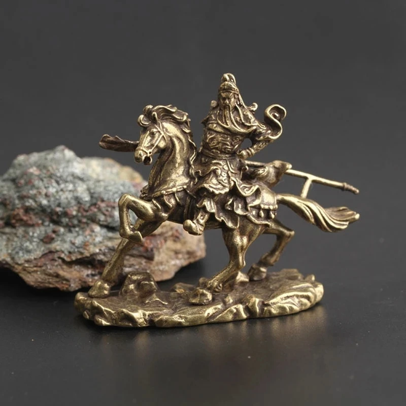 

Brass Chinese God of Wealth Riding Horse Mars Ward off Evil Ornaments Statue Home Decoration Accessories Copper Office Desk Deco