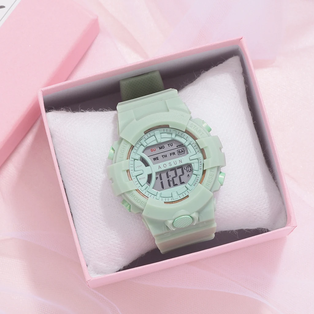 

Woman Fashion Casual Silicone Strap Round Digital Bracelet Quartz Watch Relogio Feminino Simple Ladies Analog Watches