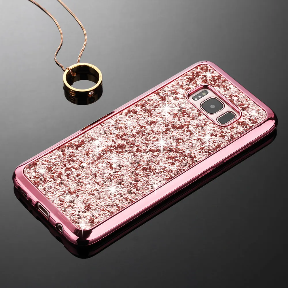 Красивый блестящий гальванический блеск Чехол для телефона samsung Galaxy S7 edge S8 Plus