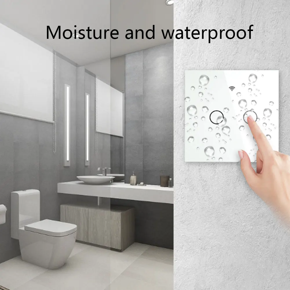 

CBE Smart Wifi Wall Touch Switch Glass Panel EU 1gang 100-220V 433RF for Alexa Google Home Smart Life App