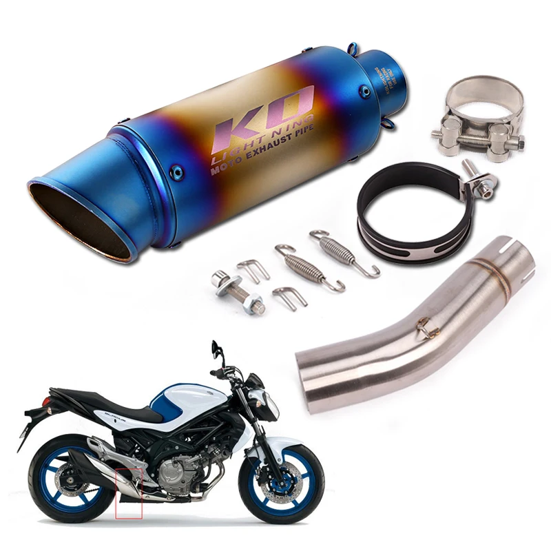 

2003-2015 SV650 Slip-on Exhaust Set Motorcycle Middle Pipe 51mm Mufflers with Removable DB Killer Escape Stainless Steel Tips