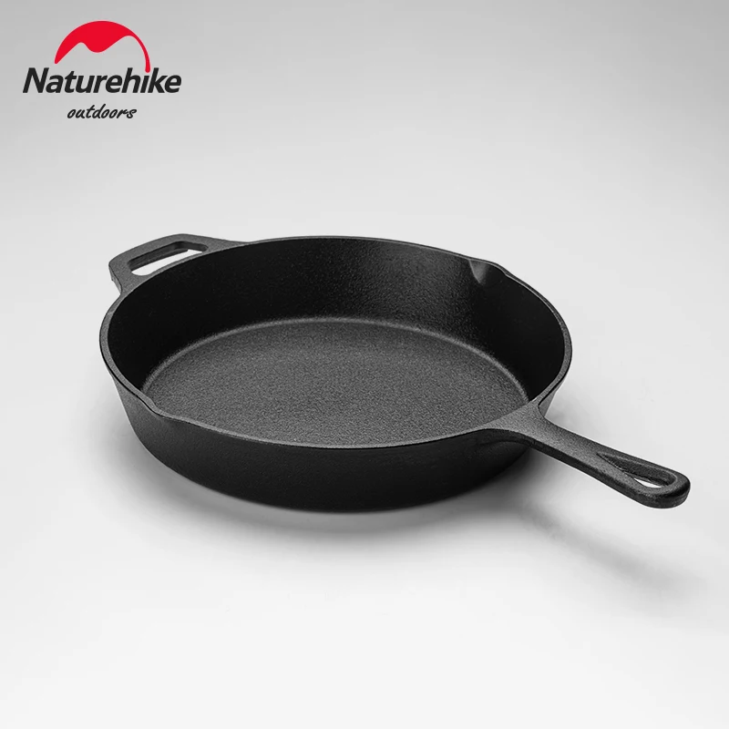 Naturehike Cookware Frying Pan 25CM Camping Portable 3 Persons Fry Pan Outdoor Picnic Multi-function Pan Cast Iron BBQ Stew Cook