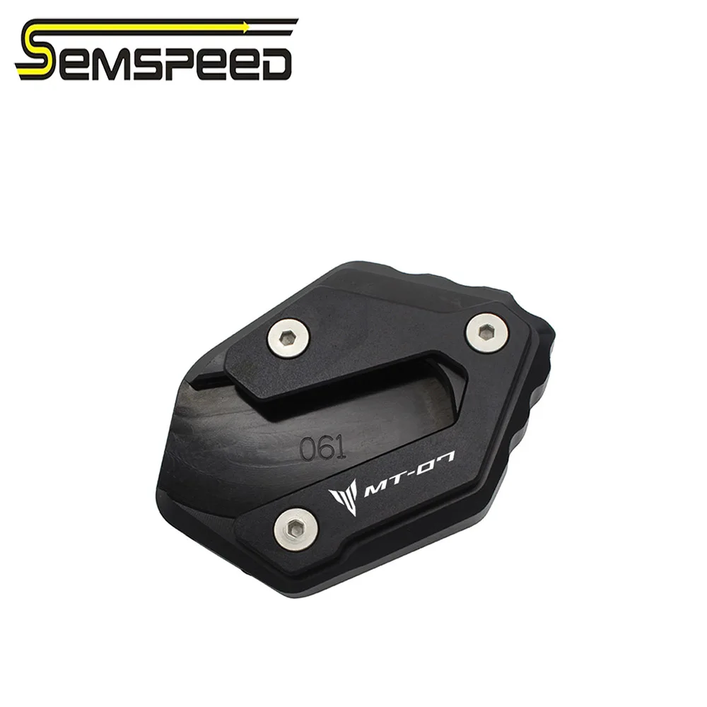 

SEMSPEED Motorcycle MT-07 logo Kickstand For Yamaha FZ-07 MT07 Tracer 2014-2019 2020 CNC Side Stand Enlarge Extension Pad