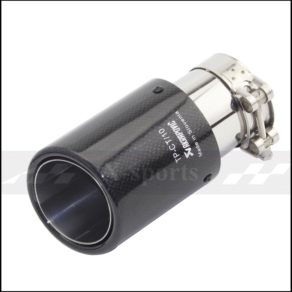 Akrapovic углеродное волокно глянцевый Автомобиль Стайлинг выхлопная система глушитель наконечник трубы обжимной Универсальный Серебряный отделка из нержавеющей стали