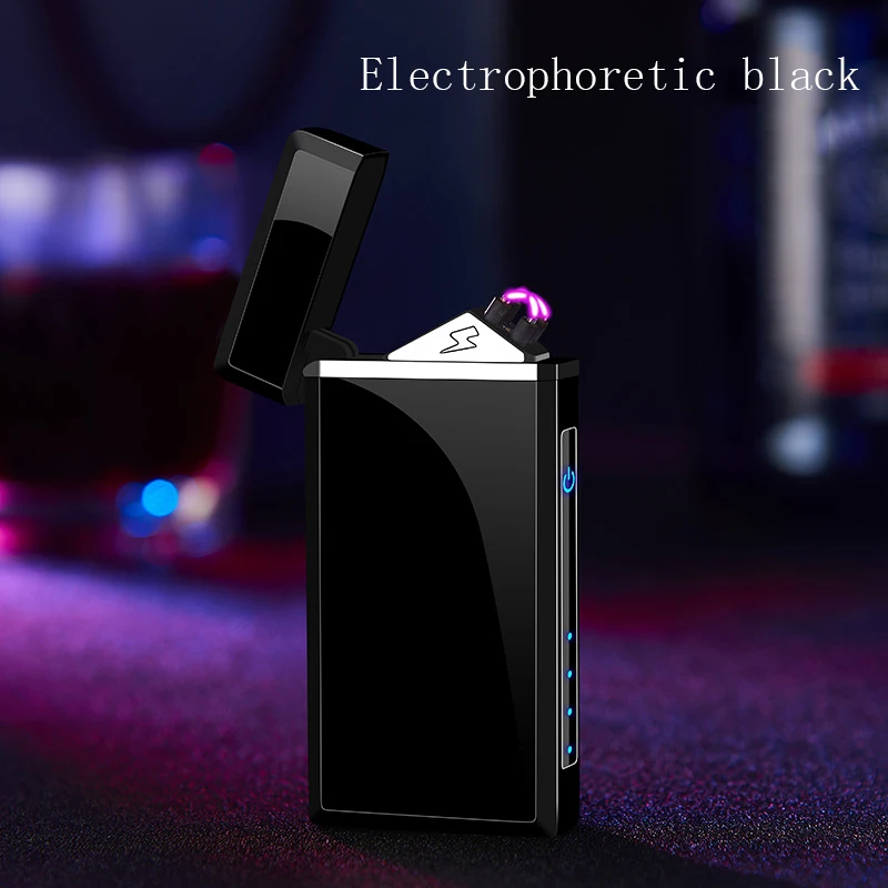 Зажигалка USB Электронная плазменная Зажигалка для курения Электронная зажигалка с выгравированным именем - Цвет: black 3