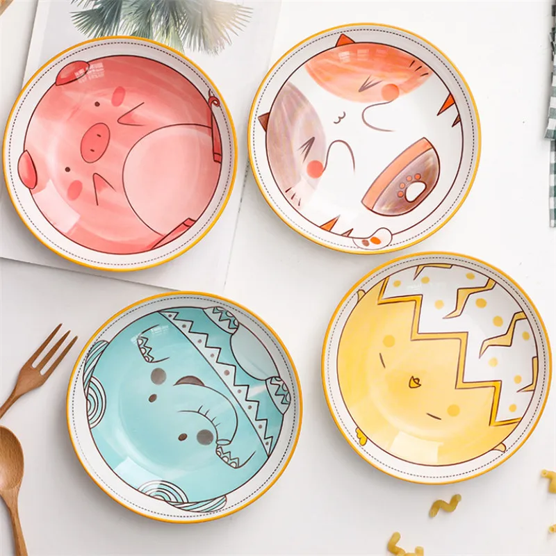 8 дюймов японский Керамика мультфильм риса салатник Кухня стейк на ужин пластины