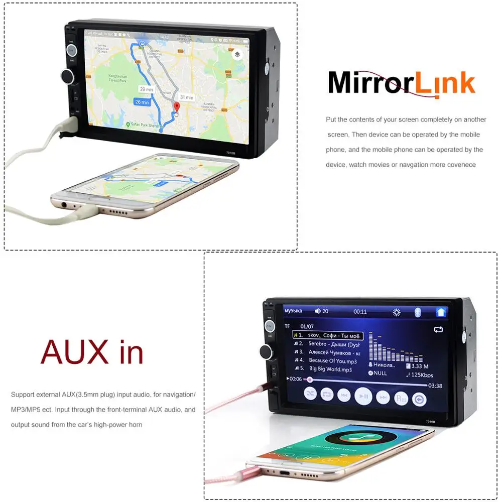 Автомагнитола 2 Din 12 В сенсорный экран 7 '' Bluetooth Автомобильный мультимедийный