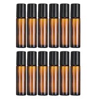 12pcs 10ml amber thin glass roll on bottle sample test essential oil vials bottles empty thick perfumes aromatherapy storing