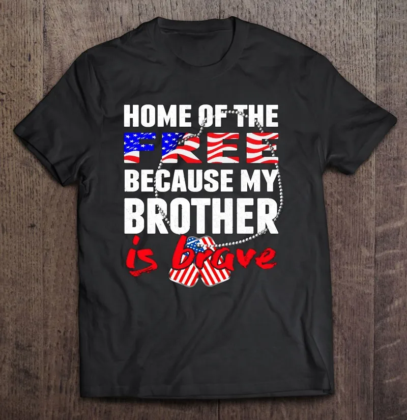 Футболка с надписью My Brother Is Brave Home Of The Free|Футболки для тренировок| |