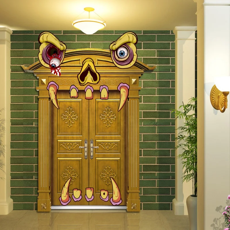 Монстр двери наклейки ужас призрак пол Глаза Клык лапы фестиваль вечерние