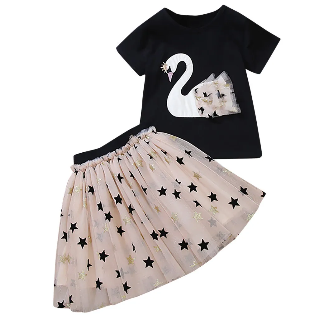 ARLONEET детская одежда с коротким рукавом модная футболка принтом лебедей топы