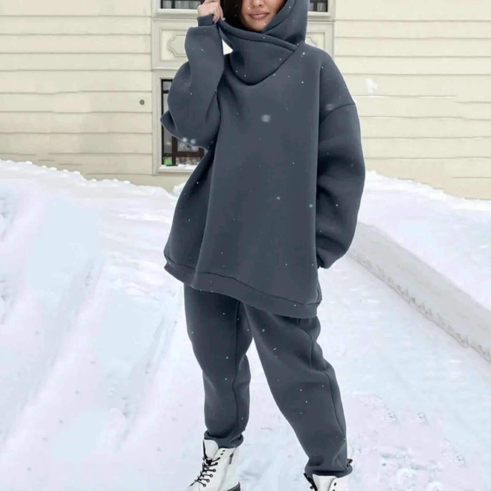 

Women's Tracksuit Autumn And Winter Warm Oversized Long Loose Tracksuit On Fleece Youth Fit Suit Winter Walking Suit Pants