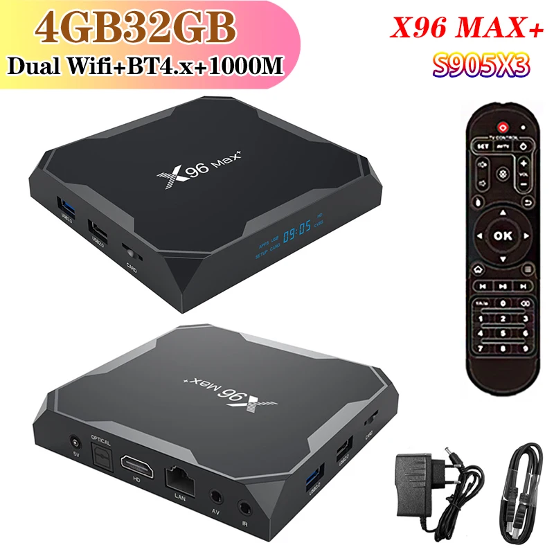 X96 MAX Plus Android 9,0 tv BOX 4 Гб ram Amlogic S905X3 2 Гб 16 Гб 8K видео плеер 2,4G& 5GDual Wifi Youtube HD 1000M смарт-X96 MAX - Цвет: 4G32G DualWFBT41000M