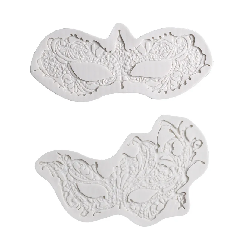 

Two Masquerade Party Masks Fondant Silicone Mold for DIY Pastry Cupcake Dessert Lace Cake Decoration Kitchen Accessories Baking