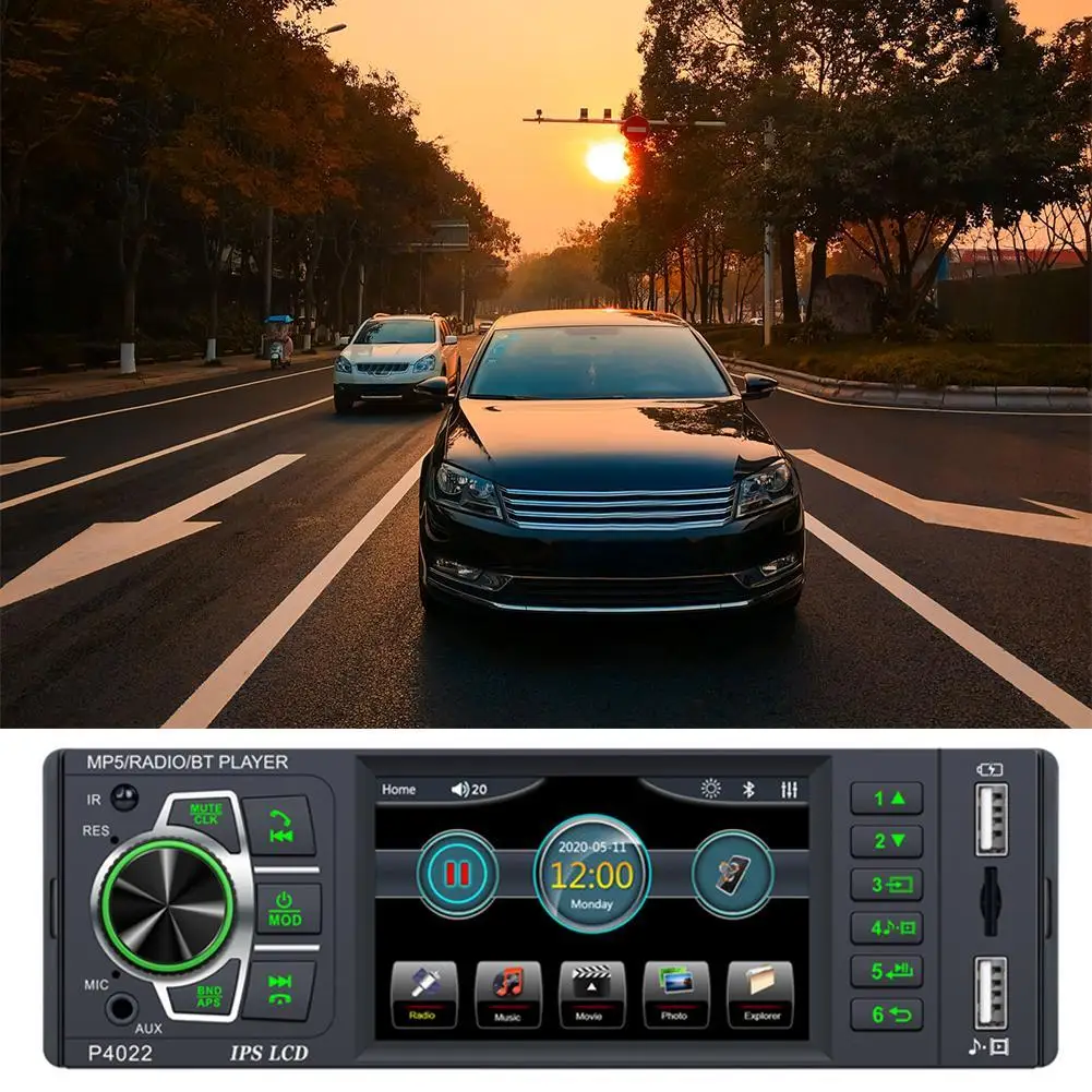 

New Car Radio Multimedia Video Player Single 1DIN Auto Stereo Bluetooth Aux TF USB Head Unit 3.8Inch IPS Touchscreen Car Radio