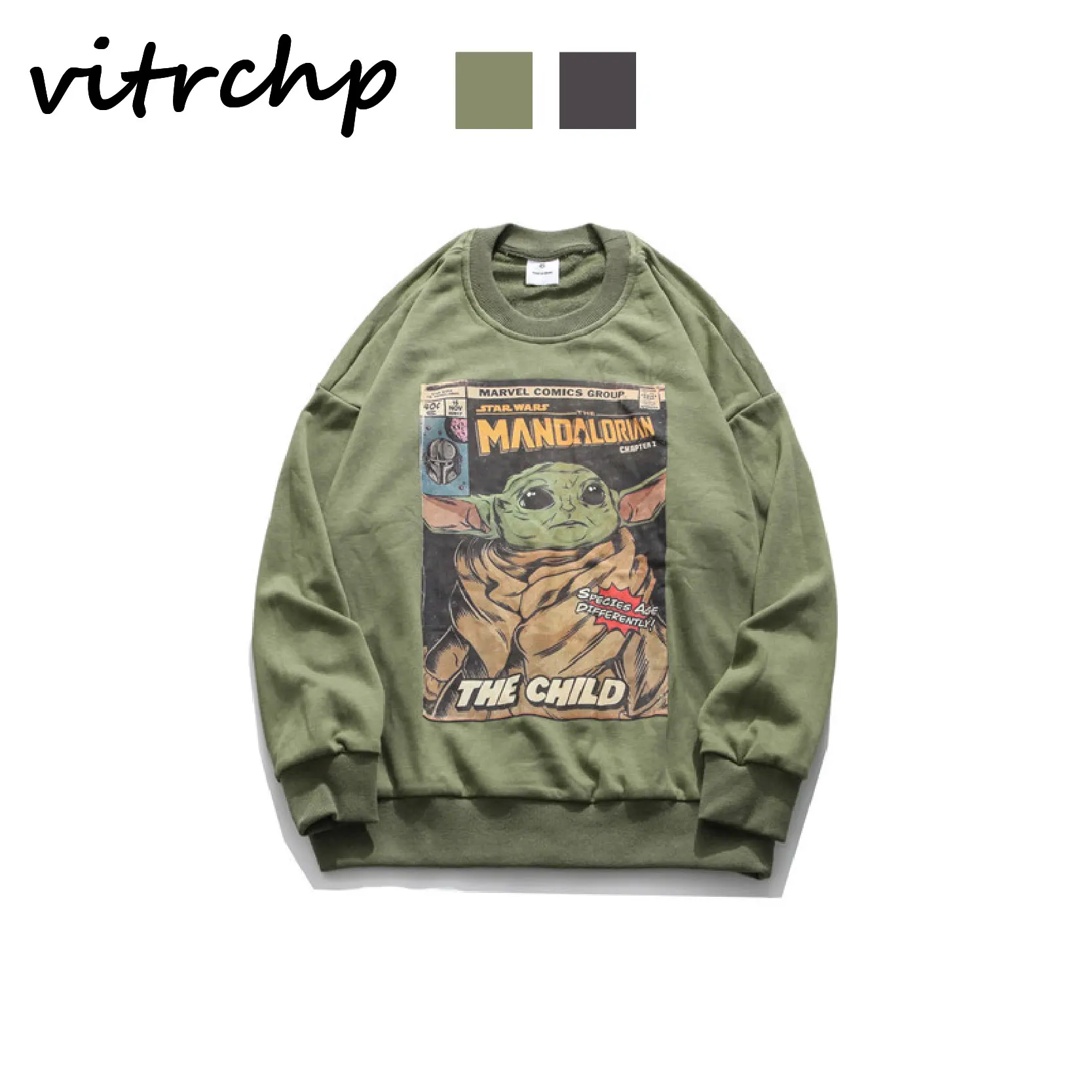 

2021 VITRCHP Men Retro Pullover Sweatshirt Ulzzang For Couples Casual Streetwear Plus Velvet Long Sleeve Vintage Fashion