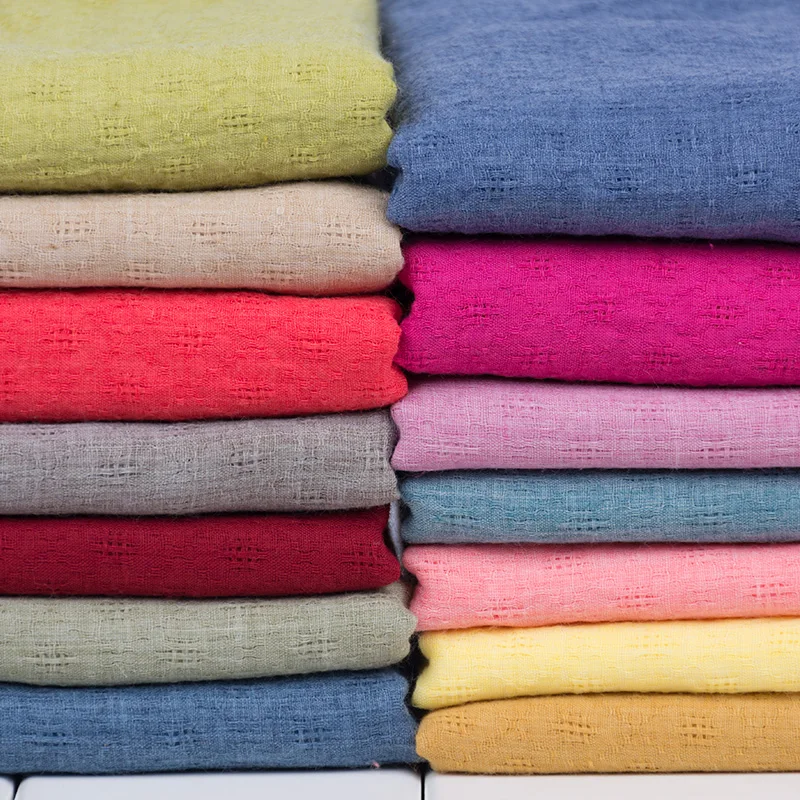 

Width 57'' Spring Summer Plain Jacquard Hollow Out Cotton Linen Fabric By The Half Yard For Dress Trousers Hanfu Materia