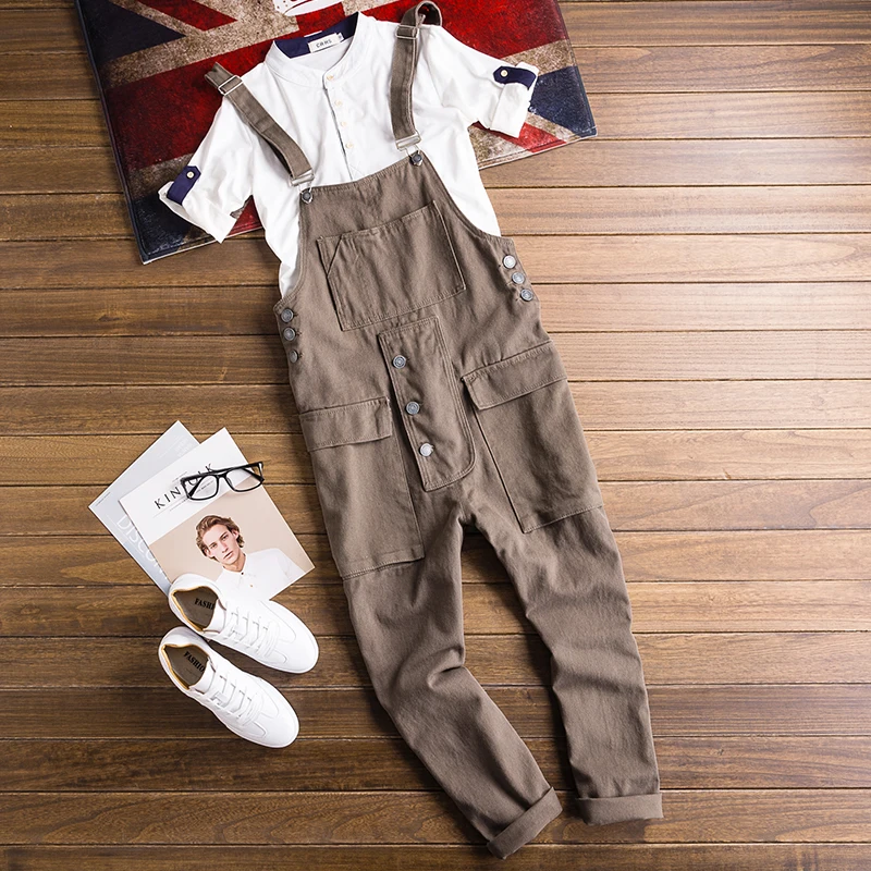 Джинсовый комбинезон мужской свободного покроя Модный повседневный в стиле хип