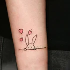Водостойкая временная татуировка-наклейка, милое сердце, кролик, животное, тату флэш-тату, поддельные татуировки для детей, мужчин, женщин