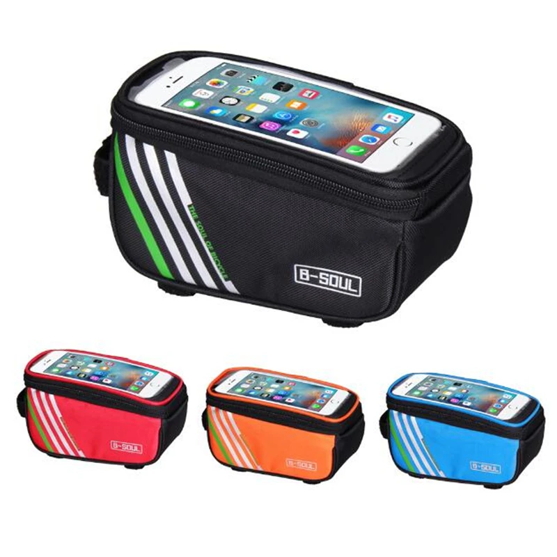

B-SOUL Touch Screen Bicycle Bags Cycling MTB Mountain Bike Frame Front Tube Storage Bag for 5.0 inch Mobile Phone Waterproof