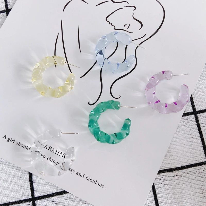 Простые разноцветные Серьги карамельного цвета прозрачные круглые серьги с