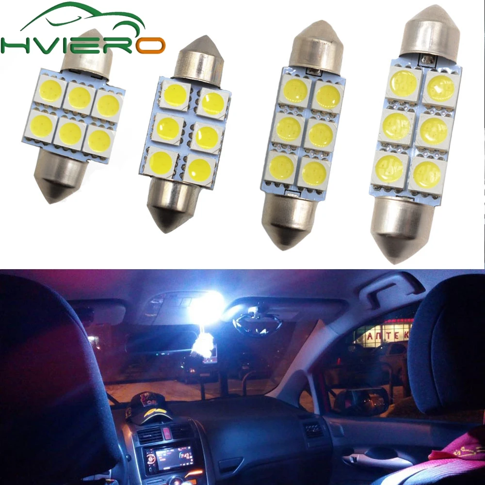 1 шт. белый светодиод 31 мм 36 39 C5w c10w 5050 6smd DC 12v Tuiling гирлянда для салона Купол