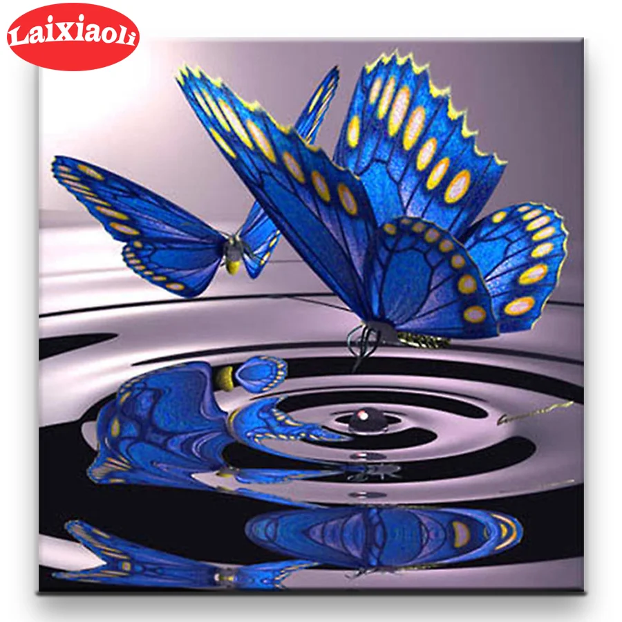 

Diamond Embroidery DIY blue butterfly full diamond cross-stitch diamond painting living room decoration diamond 5D embroidery