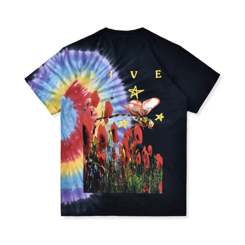 

Travis Scott merch Europe Tourtie dye tee rap tour rainbow short sleeve T-shirt