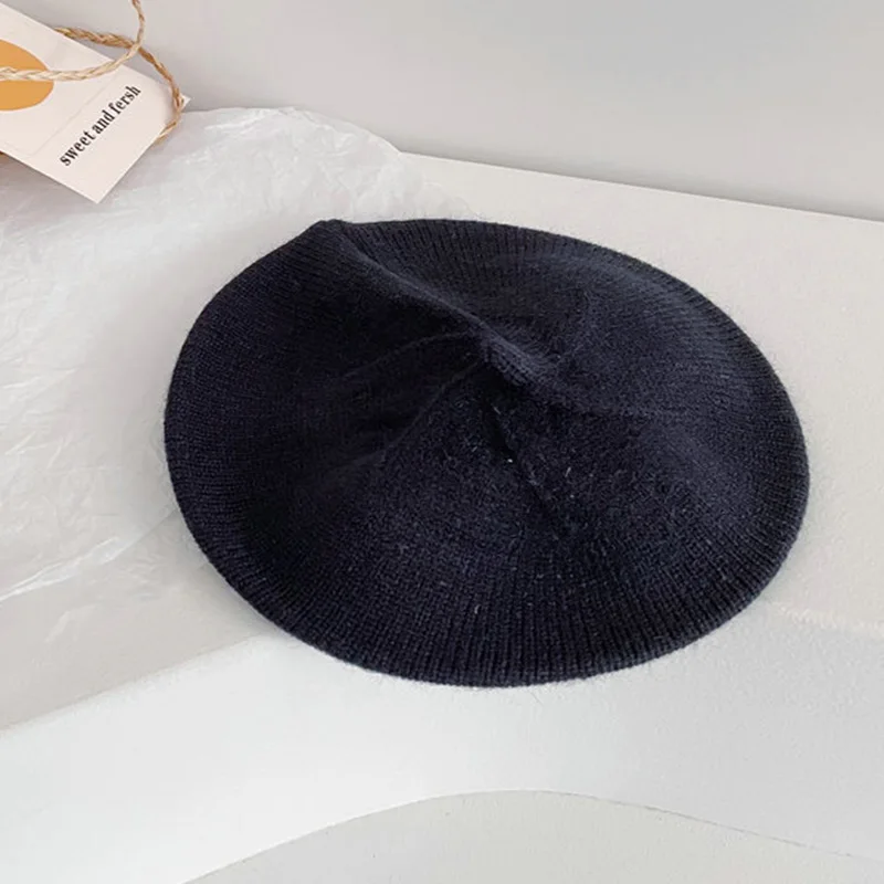 Модный детский вязаный берет шапка однотонные детские теплые шапки