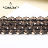 natural stone faceted smoky quartz bead round clear brown tea crystal for jewelry making earring diy bracelet necklace accessory