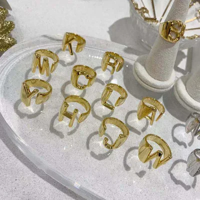 

Personality Ring European And American Network Tide 26 English Letters Opening Adjustable Ring For Gorgeous Female 2021 Style