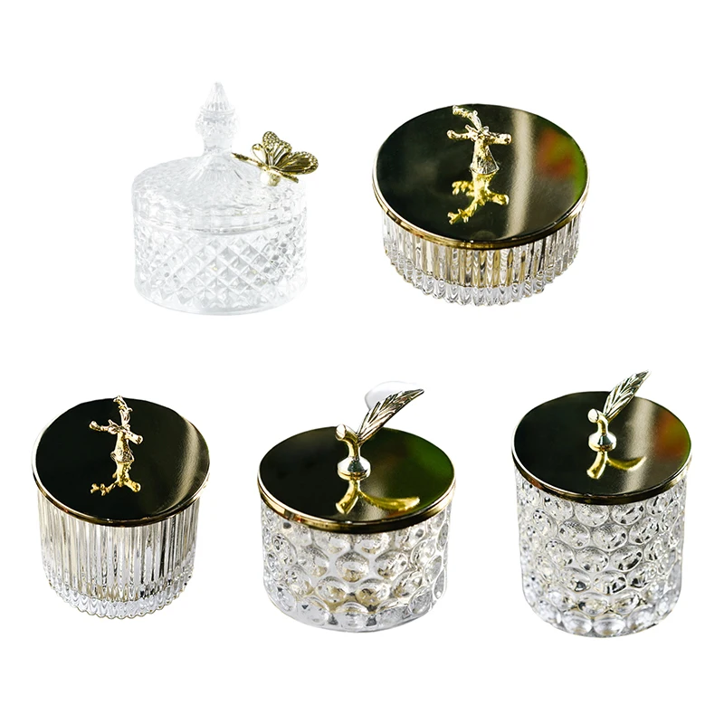 

Retro Glass Storage Jars With Lids Sweets Food Snacks Decoration Golden Orements
