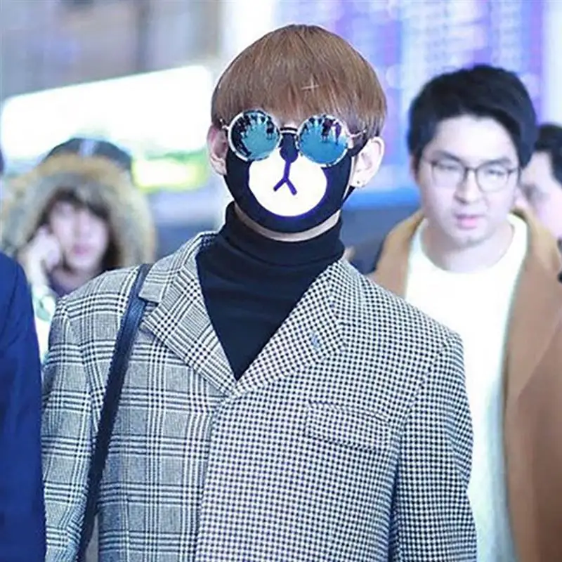 Симпатичная аниме маска для рта унисекс с мультяшным медведем кавайная